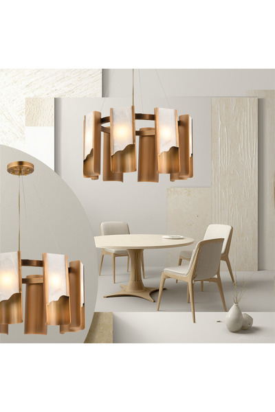 LampaLuce Marmo Tubo Modern Tasarım Mermerli Avize 8'li 60cm