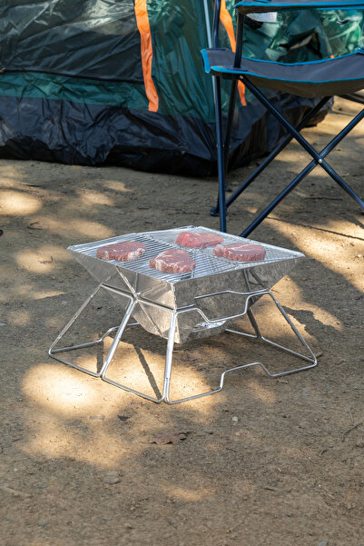 Forestia Katlanabilir Taşınabilir Kamp Mangalı Izgarası - Pratik Paslanmaz Pi...