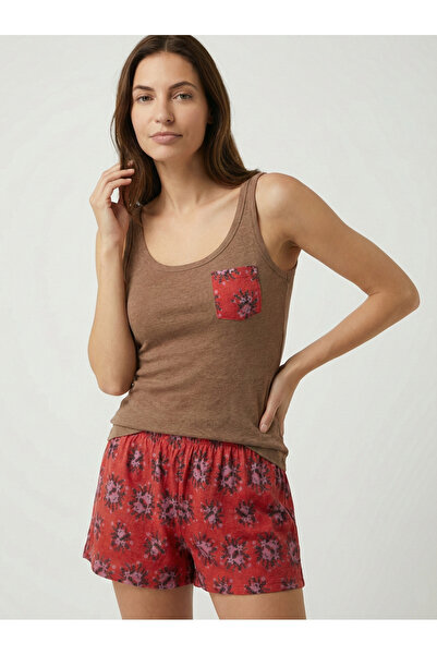 NEW JOURNAL Γυναικείο Σετ Πιτζάμες Βιζόν-Κόκκινο με Τιράντες NJ92