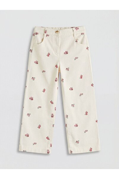 LC Waikiki Floral Patterned Girl's Gabardine Trousers