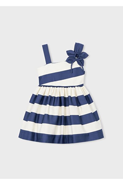 MAYORAL Κοριτσίστικο φλοράλ φόρεμα με έναν ώμο σε μπλε ναυτικό