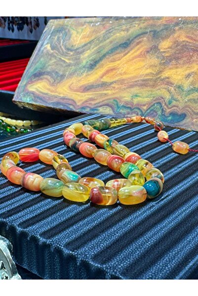 Septemmart Öner Erol Usta Signed 8X11 mm Crimped Amber Prayer Beads Capsule Cut