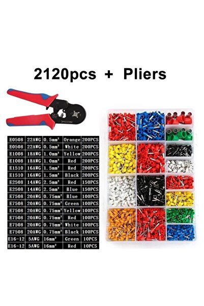 Choice1 2120pc and plier 400-2120PCS Electrical Tube Insulated Terminal VE Tu...