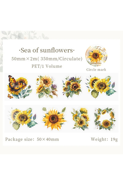 Choice3 ملصقات زهور من A Journamm مقاس 50 مم × 2 م، أشرطة PET، كولاج، دفتر قص...