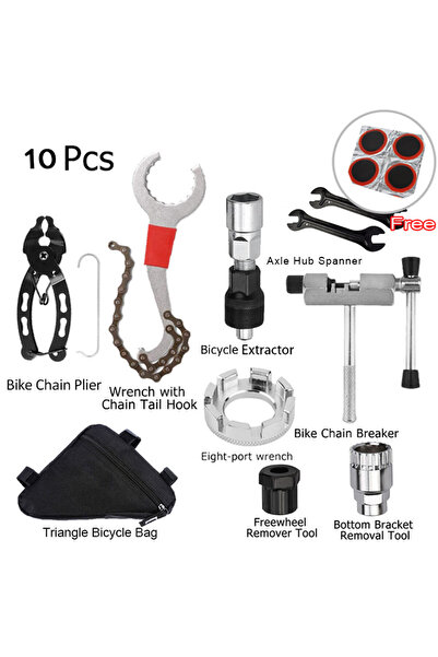 Choice1 مجموعة أدوات إصلاح الدراجات الهوائية (10 قطع): قاطع سلسلة، أداة إزالة...
