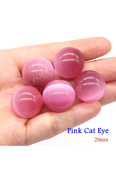 Choice13 1pc Pink Cat Eye 20mm Natural Stone Round Ball Amethyst Energy Cryst...