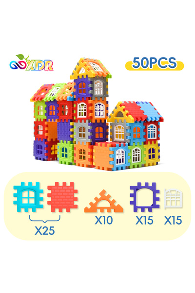 choice2 50 قطعة من بيوت بناء الأطفال بألوان عشوائية، تصميم نوافذ محاكاة سوداء...