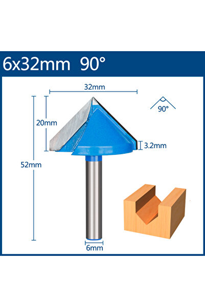 Choice7 6x32mm 90D XCAN Router Bit 6mm Shank 60-150 Degrees V Shape Engraving...