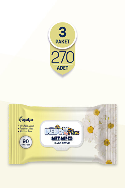 Pedo Papatya Kokulu Islak Mendil 90'lı 3 Paket
