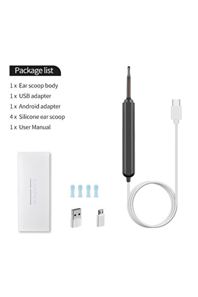 Choice1 مجموعة تنظيف الأذن الذكية لإزالة شمع الأذن الأسود، 5.2 مم، كاميرا عال...