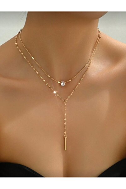 La Saade Golden Pure Elegance Necklace – Multi-Layered Necklace with Minimal ...
