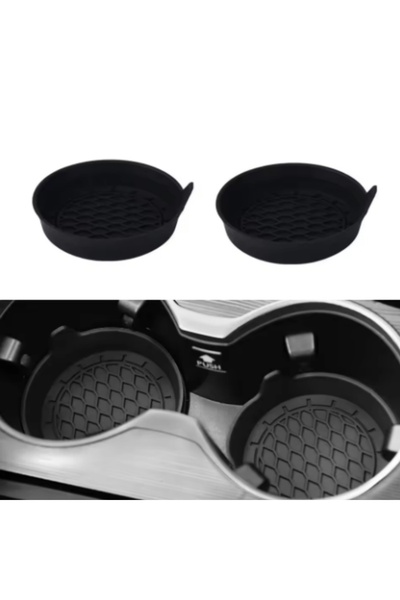 Choice11 2PCS black Car Coaster Non-Slip Silicone Mat For Car Water Cup Auto ...
