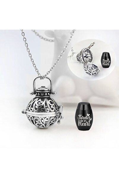 Choice Black Cremation Jewelry Vintage Hollow Flower Urn Necklace for Ashes S...