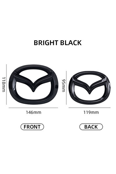 Choice6 شعار مازدا أسود مكون من قطعتين للشبك الأمامي وشعار صندوق السيارة لماز...