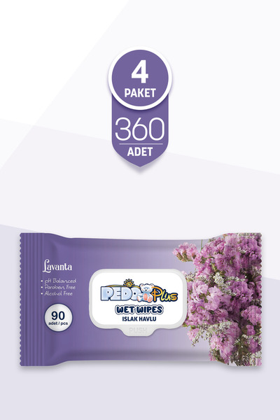 Pedo Lavanta Kokulu Islak Mendil 90'lı 4 Paket
