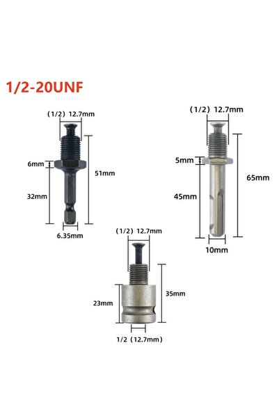 Choice3 12.7mm 3Pcs Drill Chuck Quick Change Adapter 1/2-20UNF 3/8-24UNF Thre...