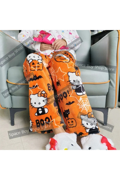 Choice33 بنطال بيجاما سميك من بانداي إل وانشنغ سي، بتصميم هيلو كيتي، مصنوع من...