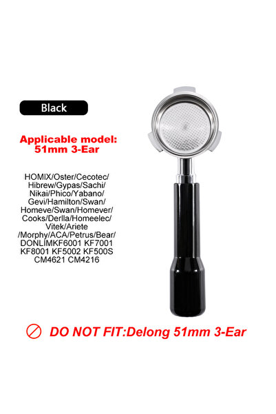 Choice3 حامل فلتر قهوة بدون قاعدة، أسود اللون، مقاس 51 مم، بثلاثة عروات، متوا...