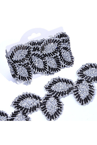 choice2 1Yard-Pack Black-silver DUCRYSTAL Leaf Motif Rhinestone Trimming Hot ...