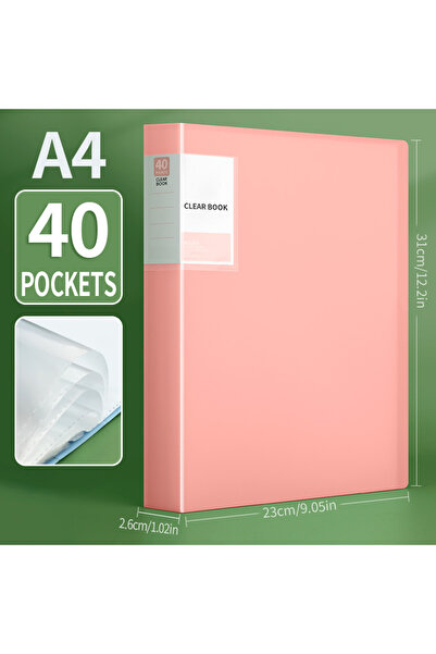 Choice5 Pink-40 POCKETS HUAJIE 1PCS A4 Clear Display Book, 20/40 Pkets Transp...