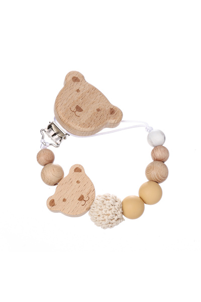 Choice1 مشبك لهاية على شكل حيوان من خشب الزان، لون 1، مصنوع من السيليكون، بسل...