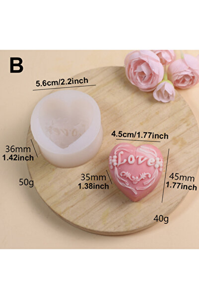 Choice4 قالب قلب وردة B، قوالب سيليكون رقيقة على شكل قلب مزين بالزهور، قالب ث...