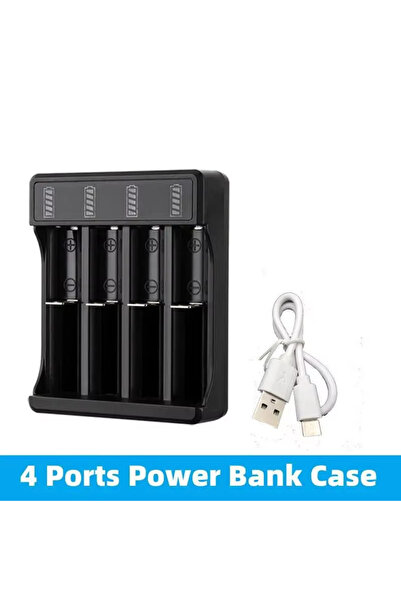 choice2 شاحن بطاريات عالمي بأربعة منافذ مع مؤشر LED وكابل، يدعم بطاريات الليث...