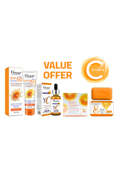 Disaar طقم إشراقة العيد بفيتامين C – تنظيف، علاج، ترطيب وحماية