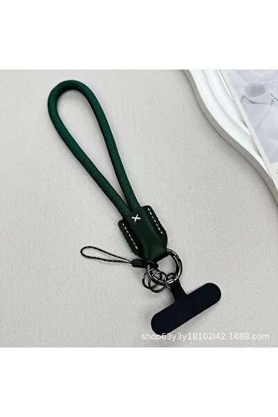 Choice5 حبل تعليق هاتف جديد من النايلون بلون أخضر داكن، قصير، منسوج بنمط جريء...