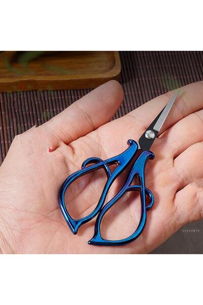Choice4 Blue-Black Blade Maple Leaves Tailor'S Scissors Electroplated Retro S...