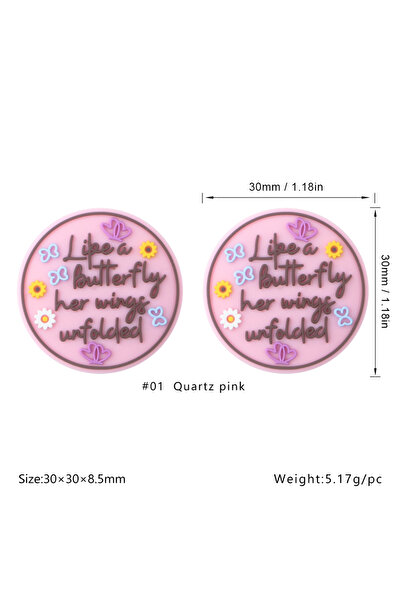 Choice1 quartz pink 5Pcs Silicone Beads Text Silicone Fal Beads For Making Be...