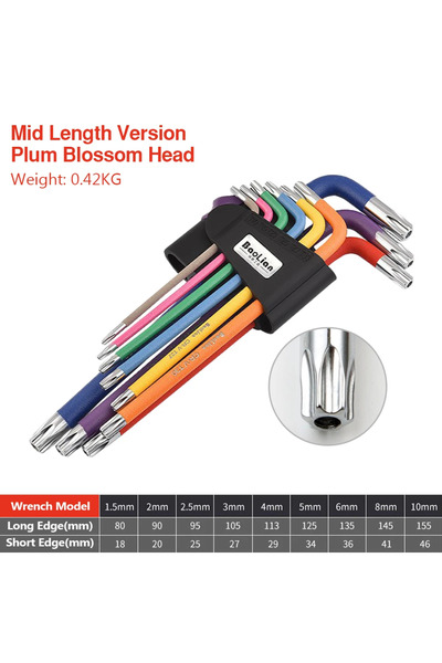 Choice3 Mid Length Plum Head Allen Key Sets 9 PCS Hexagon Spanner Colorful Un...