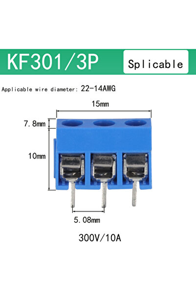 Choice17 20PCS KF301-3Pins 50pcs/10pcs kf350-2p 3p 3.5mm 300v 10A Pitch 2 3 P...