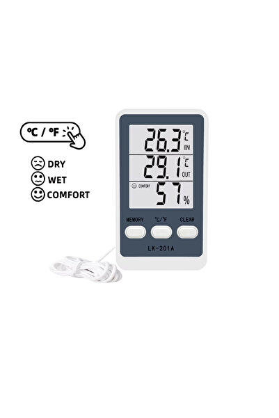 Choice مقياس حرارة ورطوبة رقمي LK-201، داخلي/خارجي، يعرض درجة الحرارة والرطوب...