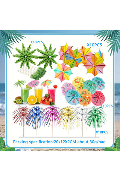 Choice8 مجموعة من 40 قطعة من زينة الكب كيك على شكل مظلة ورقية هاواي، مثالية ل...