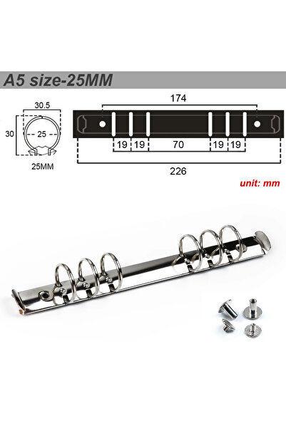 Choice5 مشابك تثبيت معدنية فضية عالية الجودة مقاس A5 بقطر 25 مم، حلقات معدنية...