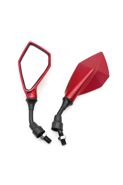 Choice7 Red 2pcs 10mm Wide Angle Adjustable Motorcycle Rearview Mirrors Flexi...