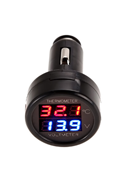 choice2 مقياس الفولتية الرقمي للسيارة VODOOL Blue 12V 24V، مقياس حرارة، جهاز ...