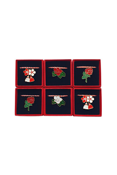 Abundo Set 6 brose martisor, Flori Traditionale 2.5 x 3 cm