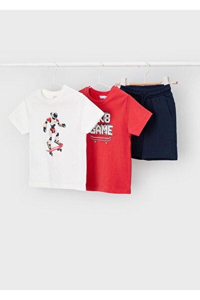 MAYORAL Boy's Combed Cotton Shorts T-Shirt Set Red