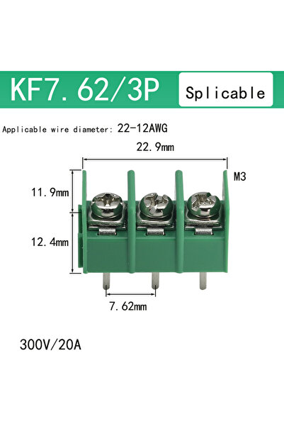 choice2 20PCS KF7.62-3Pins 50pcs/10pcs kf350-2p 3p 3.5mm 300v 10A Pitch 2 3 P...