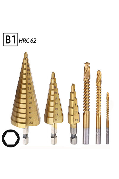 Choice9 مجموعة لقم ثقب متدرجة B1 من التيتانيوم، مقاسات 4-12، 4-20، 4-32 مم، ل...