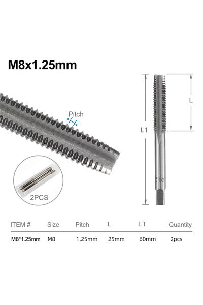 Choice11 2pcs M8x1.25 CMCP 2pcs M2 M3 M4 M5 M6 M7 M8 M10 M12 M14 M16 HSS Scre...