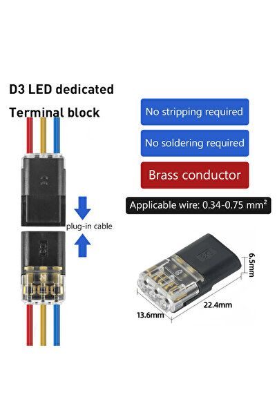 Choice4 10 قطع من موصلات D3 ذات 1 أو 2 أو 3 دبابيس من النوع T، موصلات كهربائي...