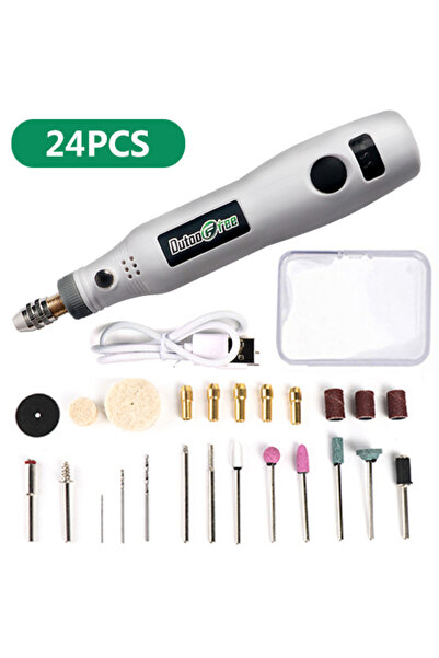 Choice1 Set 1 24PCS USB Cordless Engraving Pen Woodworking DIY Rotary Tool Ki...