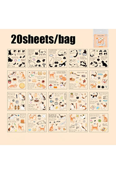 Choice1 S28976-3 20pcs Corner Cats PET Square Sticker Book for Journal Scrapb...