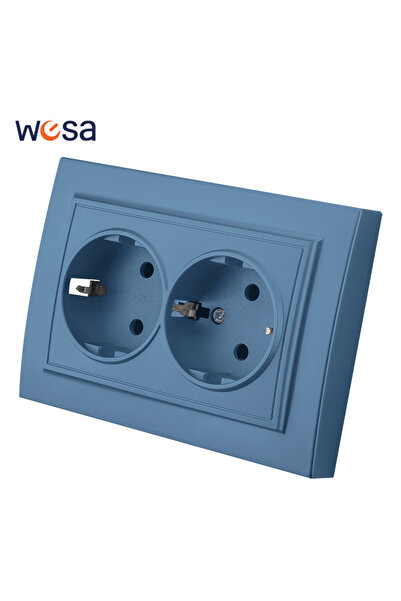 Choice1 EU 2 Socket With Ground WESA Blue Wall Embed Sket Plugs Power 2 Sket ...