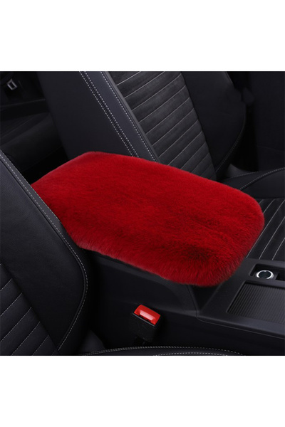 Choice1 Red Cute Car Armrest Box Plush Cover Cushion Warm Center Cole Arm Cov...