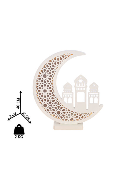 NAWADER هلال رمضان الأبيض المضيء HY359A, WHITE– يعمل ببطاريات AAA