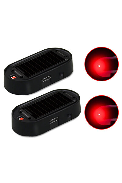 Choice6 DUTRIEUX Black-Red Light 2pcs Car Fake Security Light Solar Powered S...